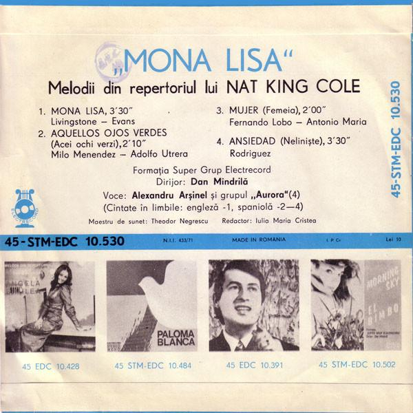 Alexandru Arșinel - Mona Lisa - Melodii Din Repertoriul Lui Nat King Cole (7 Inch) [2]