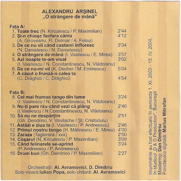 Alexandru Arșinel - O Strângere De Mână (Caseta Audio) [2]