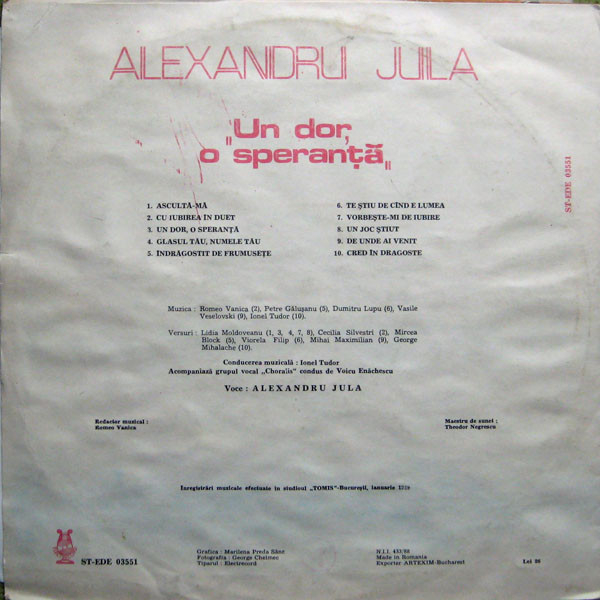 Alexandru Jula - Un Dor, O Speranță, (Disc Vinil) [2]