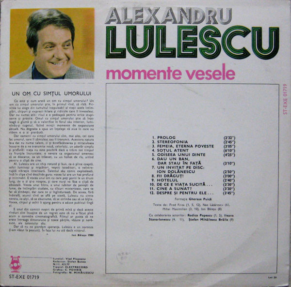 Alexandru Lulescu - Momente Vesele, (Disc Vinil) [2]