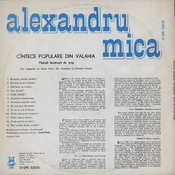 Alexandru Mica - Cîntece Populare Din Valahia (Melodii Lăutărești De Oraș) [2]