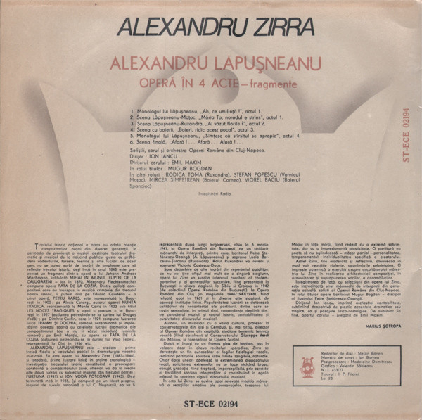 Alexandru Zirra - Fragmente Din Opera Alexandru Lăpușneanu [2]