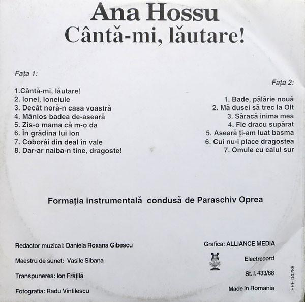Ana Hossu - Cântă-mi Lăutare!, (Disc Vinil) [2]