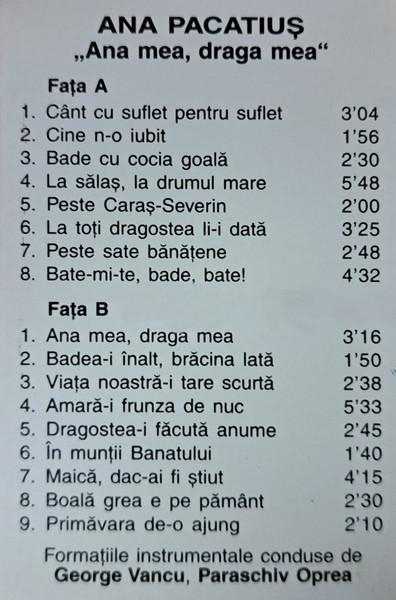 Ana Pacatiuș - Ana Mea, Draga Mea, (Casetă Audio) [2]