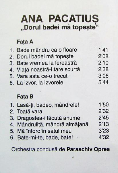 Ana Pacatiuș - Dorul Badei Mă Topește  (Caseta Audio) [2]
