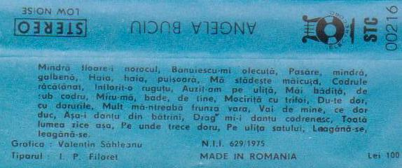 Angela Buciu - Mîndră Floare-i Norocul (Caseta Audio) [2]