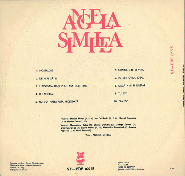 Angela Similea - Trăiesc, (Disc Vinil) [2]