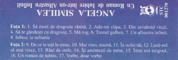 Angela Similea - Un Roman De Iubire Într-un Albastru Infinit, (Casetă Audio) [2]