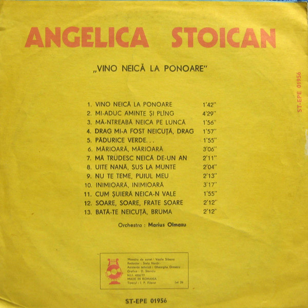 Angelica Stoican - Vino Neică La Ponoare, (Disc Vinil) [2]