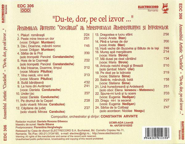 Ansamblul „Ciocîrlia” - "Du-te Dor, Pe Cel Izvor ..." (CD Audio) [2]