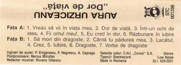 Aura Urziceanu - Dor De Viață, (Casetă Audio) [2]