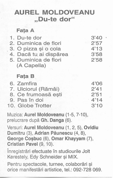 Aurel Moldoveanu - Du-te Dor (Caseta Audio) [2]