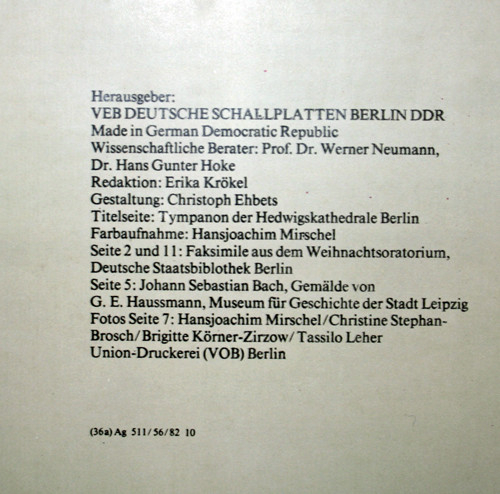 Bach* - Arleen Augér*, Annelies Burmeister, Peter Schreier, Theo Adam, Dresdner Kreuzchor, Dresdner Philharmonie, Martin Flämig – Weihnachtsoratorium BWV 248 (VINIL) [2]