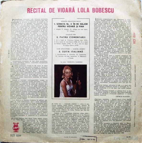 Bach/ Nin / Stravinski - Lola Bobescu / Mariana Kabdebo – Recital: Sonata Nr. 3 Pentru Vioară Și Pian / Patru Comentarii / Suita Italiană [2]