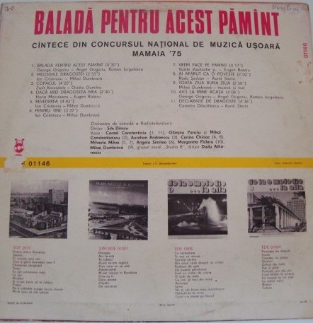Baladă Pentru Acest Pămînt - Cîntece Din Concursul Național De Muzică Ușoara Mamaia '75 [2]