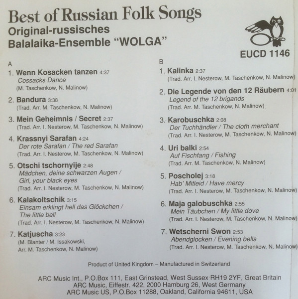 Balalaika-Ensemble Wolga* – Best Of Russian Folk Songs (CD) [2]
