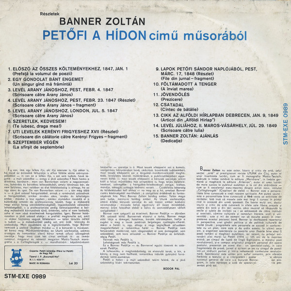 Banner Zoltán – Petőfi A Hídon (Című Műsorából) (DISC VINIL) [2]
