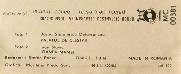 Barbu Ștefănescu Delavrancea - Palatul De Cleștar / Ioanea Mamei (Caseta Audio) [2]