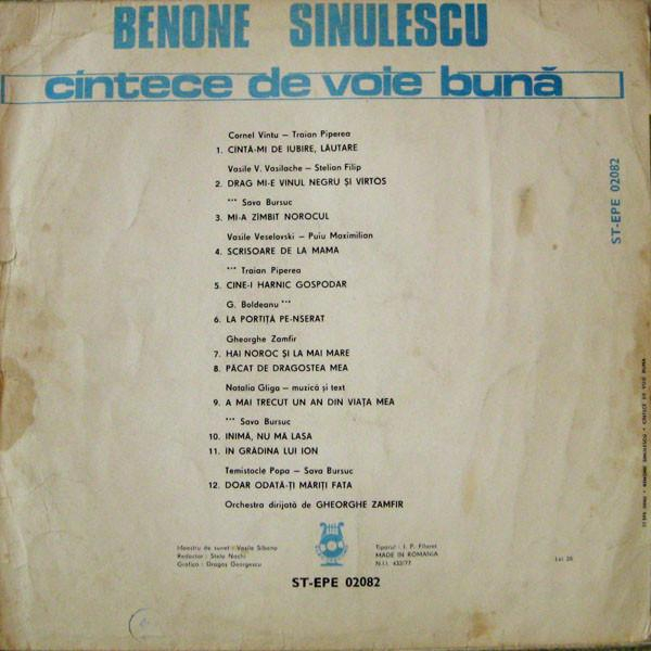 Benone Sinulescu - Cîntece De Voie Bună [2]