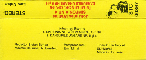 Brahms* – Simfonia Nr.4 În Mi Minor, Op. 98 / Dansurile Ungare Nr. 5 Și 6 (CASETA) [2]