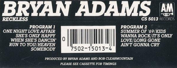 Bryan Adams - Reckless , (Casetă Audio) [2]