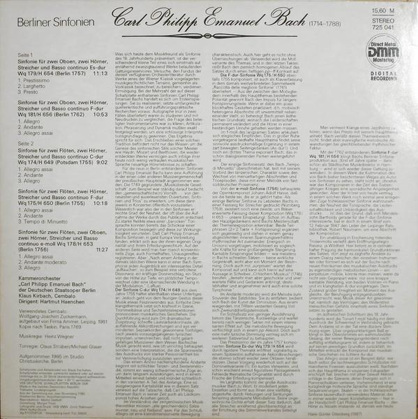 Carl Philipp Emanuel Bach - Berliner Sinfonien (Disc Vinil) [2]