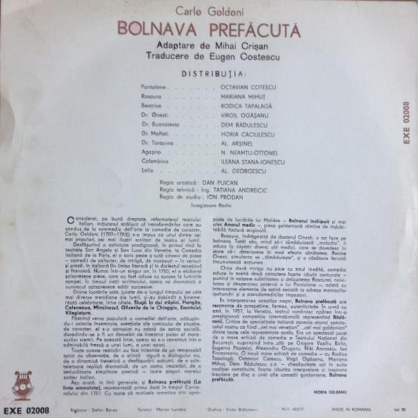 Carlo Goldoni - Bolnava Prefăcută, (Disc Vinil) [2]