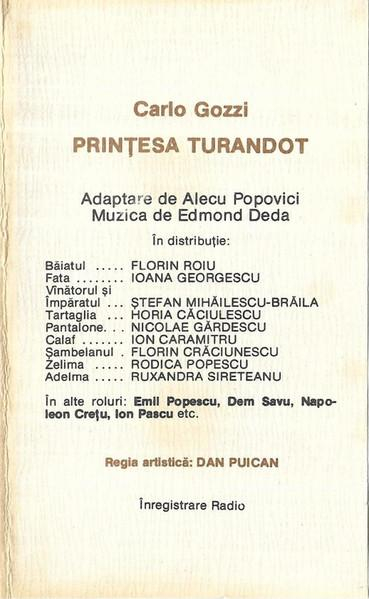 Carlo Gozzi - Prințesa Turandot (Caseta Audio) [2]