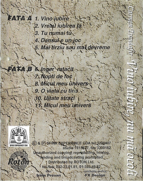 Carmen Trandafir - Vino Iubire, Nu Ma Ocoli (Caseta Audio) [2]