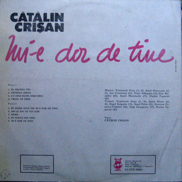 Cătălin Crișan - Mi-e Dor De Tine, (Disc Vinil) [2]