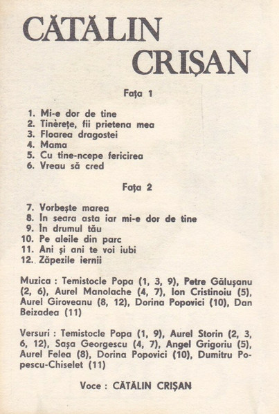 Cătălin Crișan - Mi-e Dor De Tine , (Casetă Audio) [2]