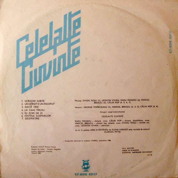 Celelalte Cuvinte - Celelalte Cuvinte, (Disc Vinil) [2]