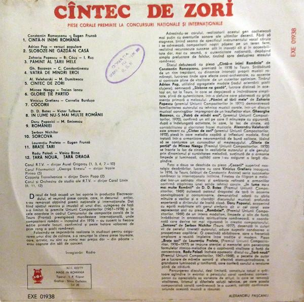 Cîntec De Zori (Piese Corale Laureate La Concursuri Naționale Și Internaționale) [2]