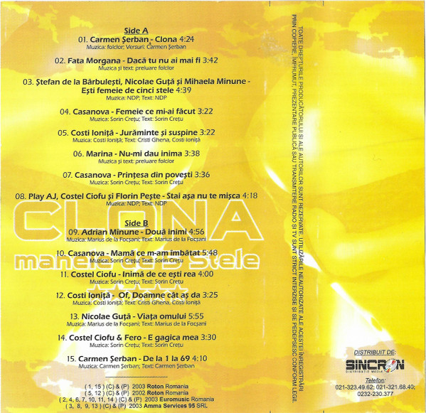 Clona Manele De 5 Stele, (Casetă Audio) [2]