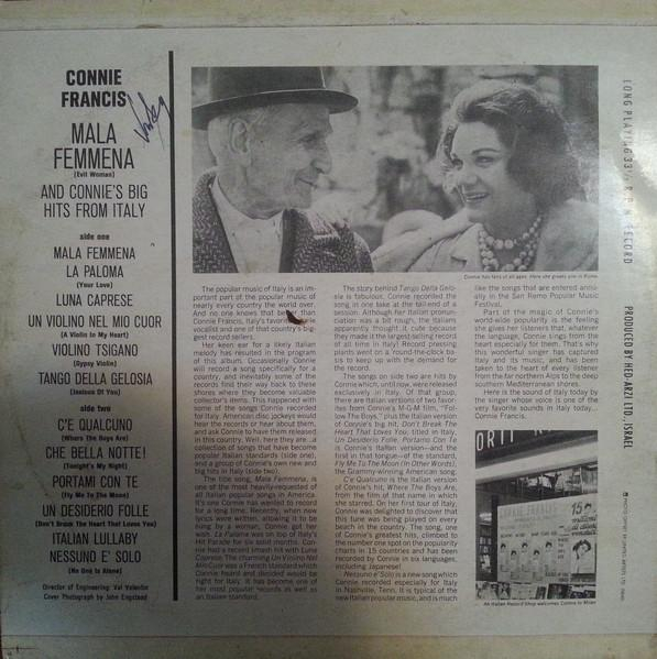 Connie Francis - Mala Femmena (Evil Woman) & Connie's Big Hits From Italy (Disc Vinil) [2]