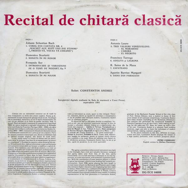 Constantin Andrei - Classical Guitar Recital = Recital De Chitară Clasică, (Disc Vinil) [2]