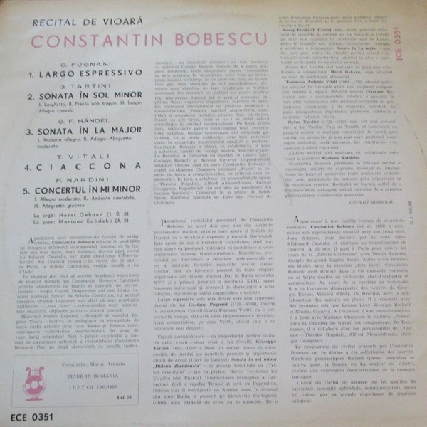 Constantin Bobescu – Recital De Vioară Constantin Bobescu (VINIL) [2]