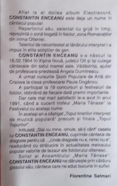 Constantin Enceanu - Stai Cu Mine, Omule, Să-ți Cânt, (Casetă Audio) [2]
