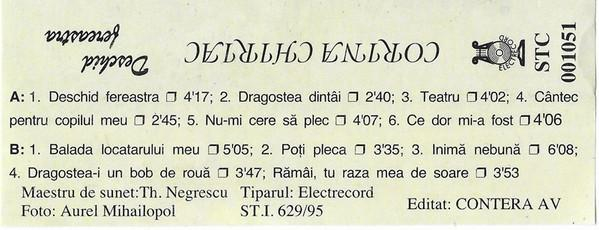 Corina Chiriac - Deschid Fereastra, (Casetă Audio) [2]