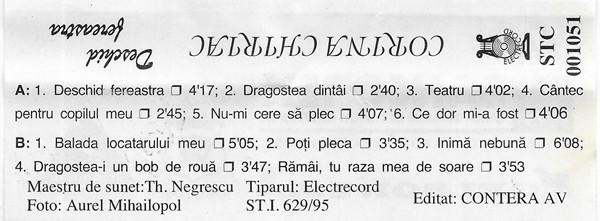 Corina Chiriac - Deschid Fereastra (Caseta Audio) [2]