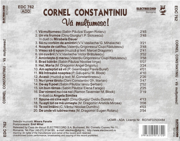 Cornel Constantiniu - Vă Mulțumesc! , (CD) [2]