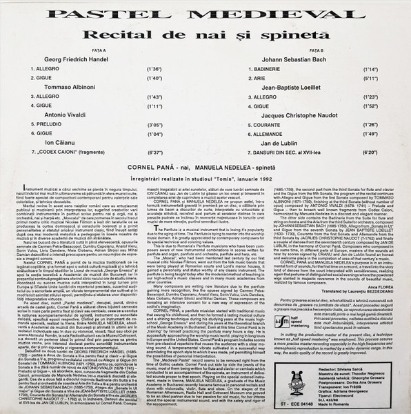 Cornel Pană, Manuela Nedelea – Pastel Medieval (Recital De Nai Și Spinetă) (VINIL) [2]