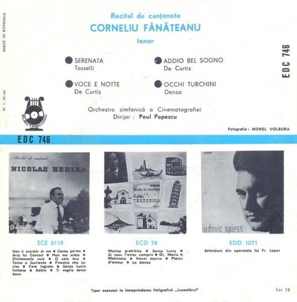 Corneliu Fănățeanu - Canțonete (Disc Vinil) [2]