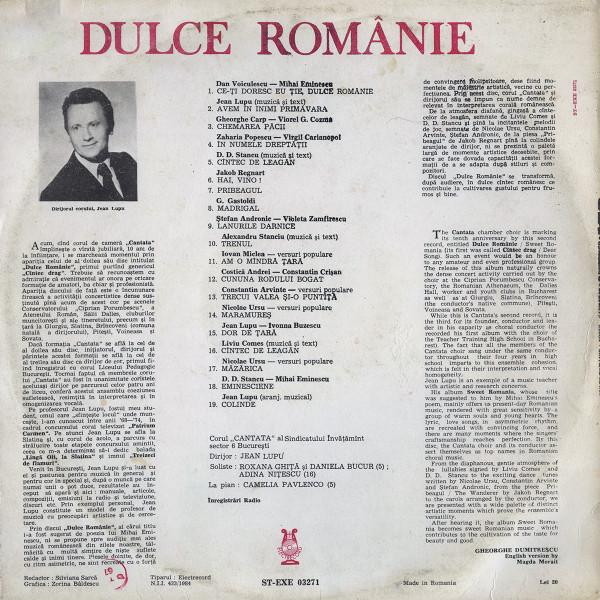 Corul Cantata - Dulce Românie (Disc Vinil) [2]