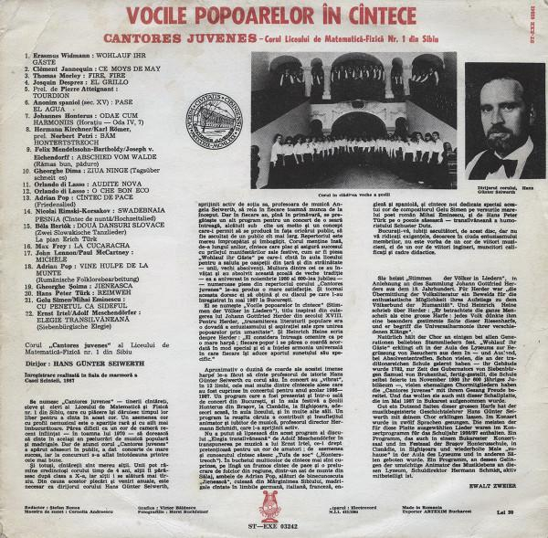 Corul „Cantores juvenes” al Liceului de Matematică-Fizică nr. 1 din Sibiu - Vocile Popoarelor În Cîntece = Stimmen Der Völker În Liedern [2]