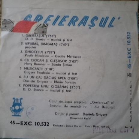 Corul de copii Greierașul - „Greierașul” (Cîntece Pentru Copii Preșcolari) (7 Inch) [2]