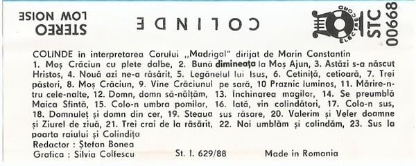 Corul Madrigal - Colinde, (Casetă Audio) [2]