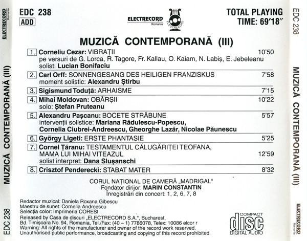 Corul Madrigal - Contemporary Music III , (CD) [2]