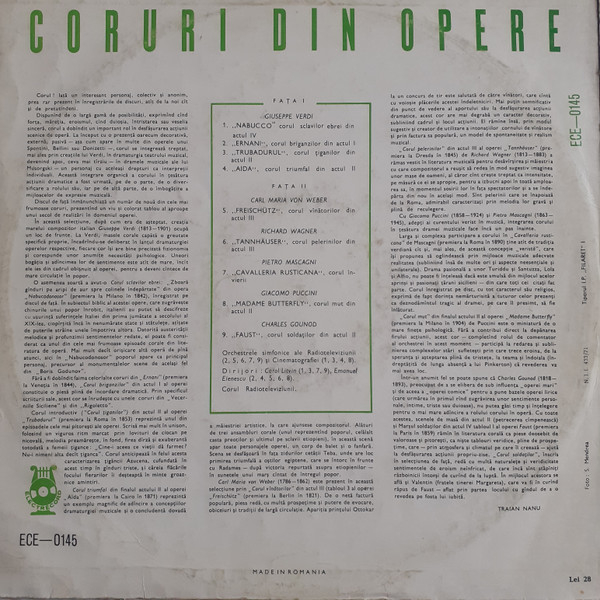 Corul Radioteleviziunii Române - Coruri Din Opere: Aida • Cavalleria Rusticana • Ernani • Faust • Freischütz • Madame Butterfly • Nabucco • Tannhäuser • Trubadurul [4]