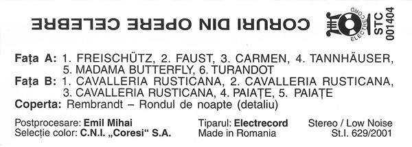 Coruri Celebre Din Opere, (Casetă Audio) [2]